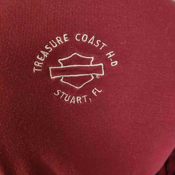 Harley Davidson Womens Red Embroidered Logo Cardigan Shirt Sweater Blouse Size M - Picture 6 of 6